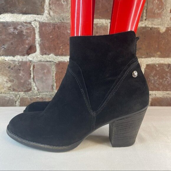 Paul Green Nora Black Waterproof Suede Heeled Booties Sz 7 - Picture 7 of 8